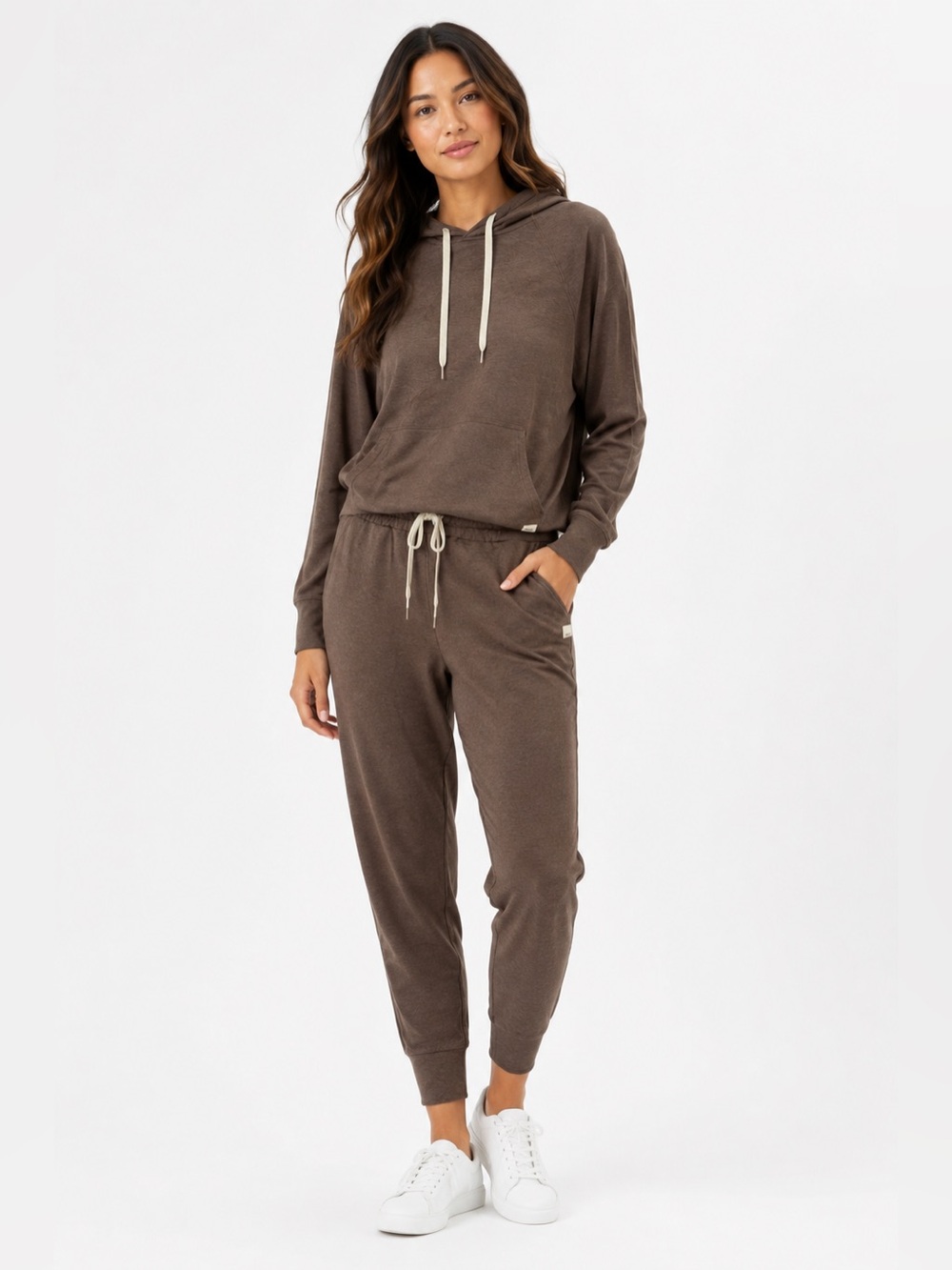 Vuori SET Sz Sm Halo Performance Hoodie & Joggers Brown Heather DreamKnit Set
